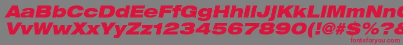 HelveticaLt93BlackExtendedOblique Font – Red Fonts on Gray Background