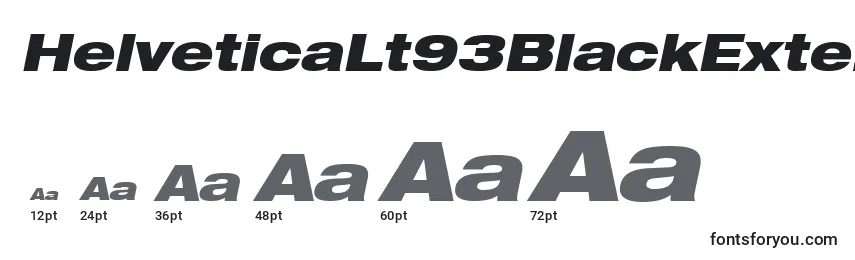 Размеры шрифта HelveticaLt93BlackExtendedOblique