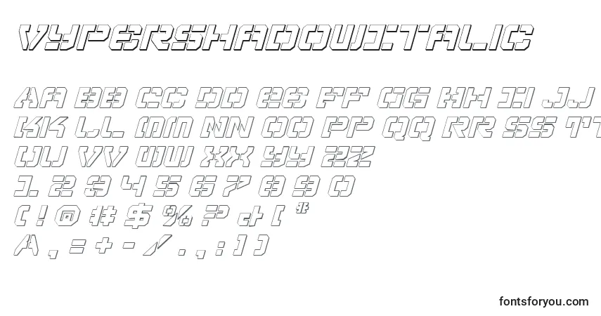 Schriftart VyperShadowItalic – Alphabet, Zahlen, spezielle Symbole