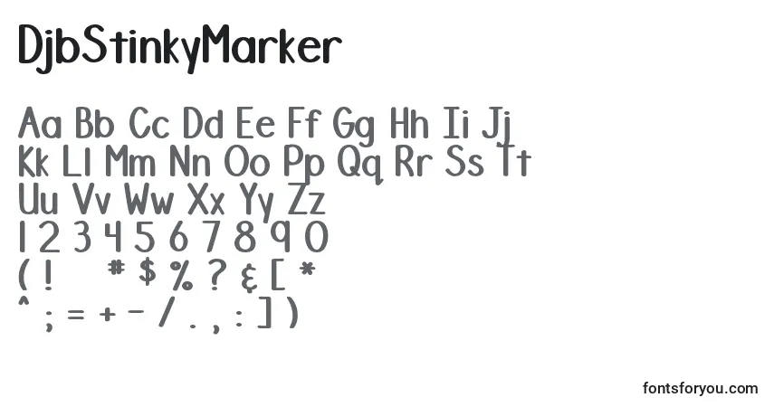 Schriftart DjbStinkyMarker – Alphabet, Zahlen, spezielle Symbole