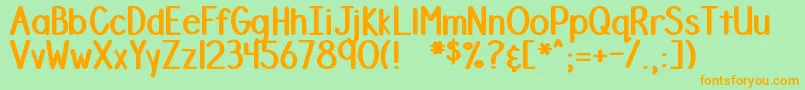 DjbStinkyMarker-fontti – oranssit fontit vihreällä taustalla