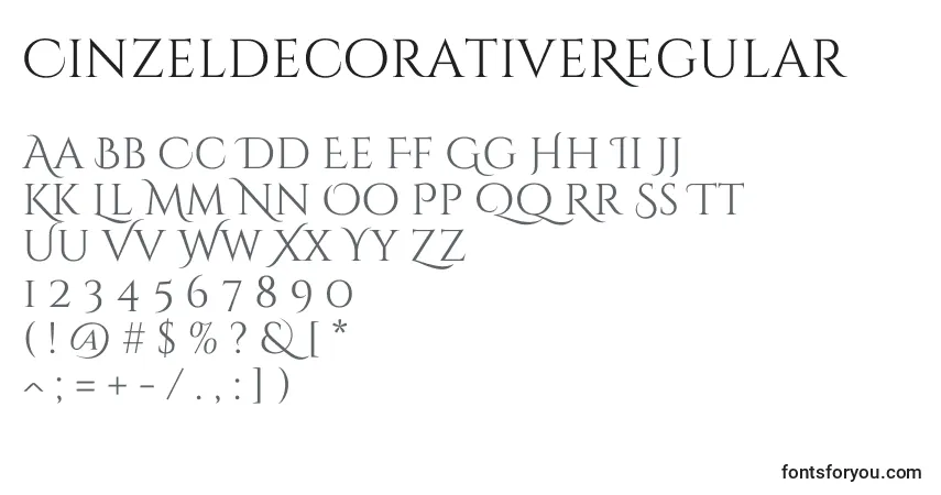 Fuente CinzeldecorativeRegular (59993) - alfabeto, números, caracteres especiales