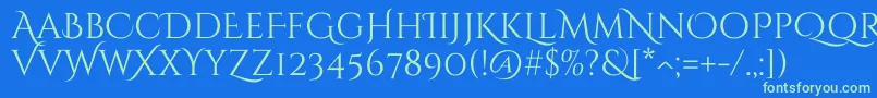 Czcionka CinzeldecorativeRegular – zielone czcionki na niebieskim tle