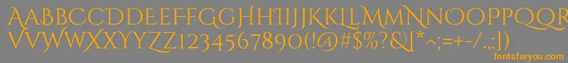 フォントCinzeldecorativeRegular – オレンジの文字は灰色の背景にあります。