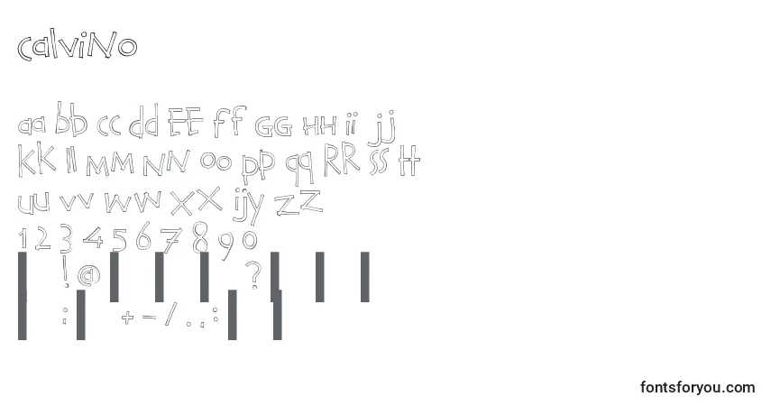 Czcionka Calvino – alfabet, cyfry, specjalne znaki