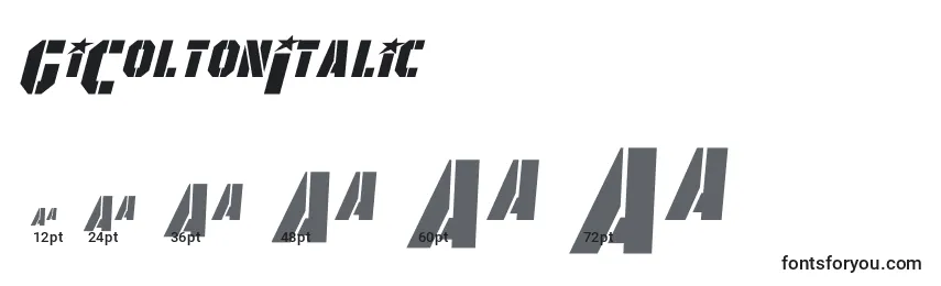 GiColtonItalic Font Sizes
