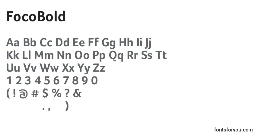 Шрифт FocoBold – алфавит, цифры, специальные символы