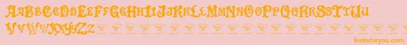 DinglehuckleberryRegular-Schriftart – Orangefarbene Schriften auf rosa Hintergrund