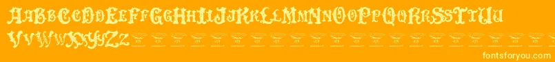 DinglehuckleberryRegular-Schriftart – Gelbe Schriften auf orangefarbenem Hintergrund