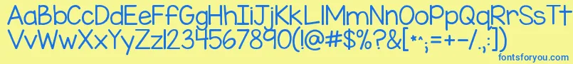 Kgmisskindergarten Font – Blue Fonts on Yellow Background