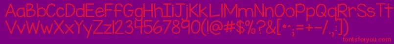 フォントKgmisskindergarten – 紫の背景に赤い文字