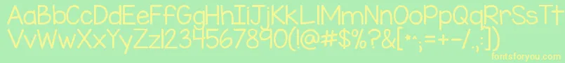 Kgmisskindergarten-fontti – keltaiset fontit vihreällä taustalla