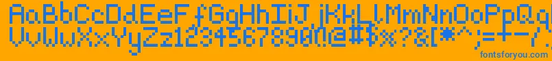 Czcionka Pixeljosh6 – niebieskie czcionki na pomarańczowym tle