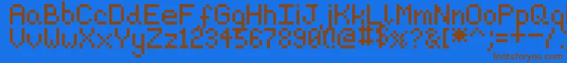 Fonte Pixeljosh6 – fontes marrons em um fundo azul