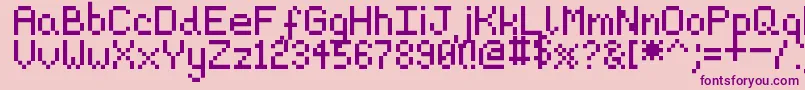 Pixeljosh6-Schriftart – Violette Schriften auf rosa Hintergrund