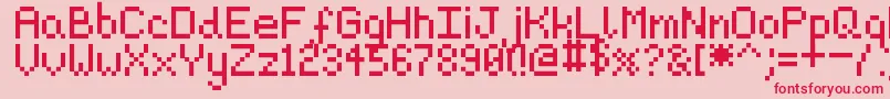 フォントPixeljosh6 – ピンクの背景に赤い文字