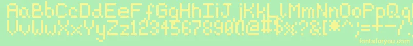 Czcionka Pixeljosh6 – żółte czcionki na zielonym tle