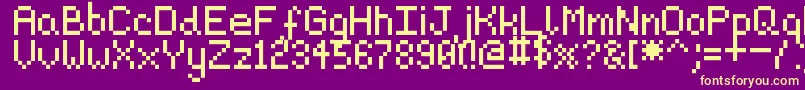 Pixeljosh6-fontti – keltaiset fontit violetilla taustalla