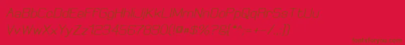 Fonte ElgethyBoldOblique – fontes marrons em um fundo vermelho