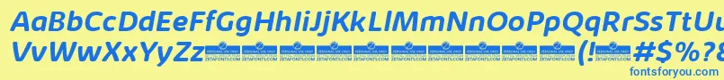 KabrioAbarthBoldItalicTrial Font – Blue Fonts on Yellow Background