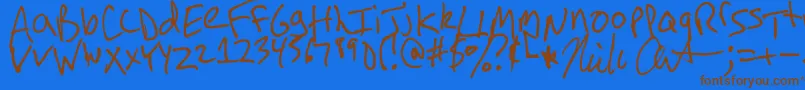 ArnotHand-Schriftart – Braune Schriften auf blauem Hintergrund