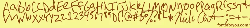 ArnotHand Font – Brown Fonts on Yellow Background