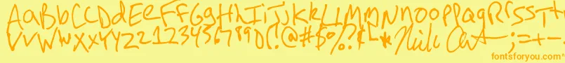 Czcionka ArnotHand – pomarańczowe czcionki na żółtym tle