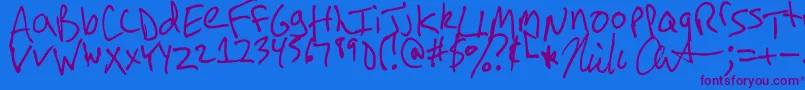 ArnotHand Font – Purple Fonts on Blue Background