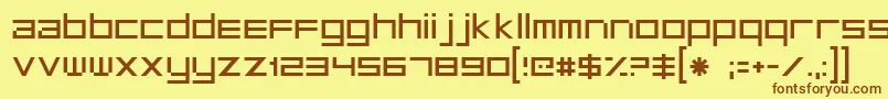 フォントFt29 – 茶色の文字が黄色の背景にあります。