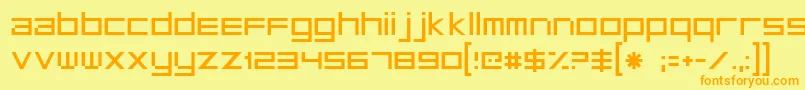 フォントFt29 – オレンジの文字が黄色の背景にあります。