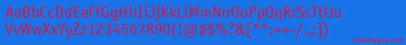 Officinasansatt Font – Red Fonts on Blue Background