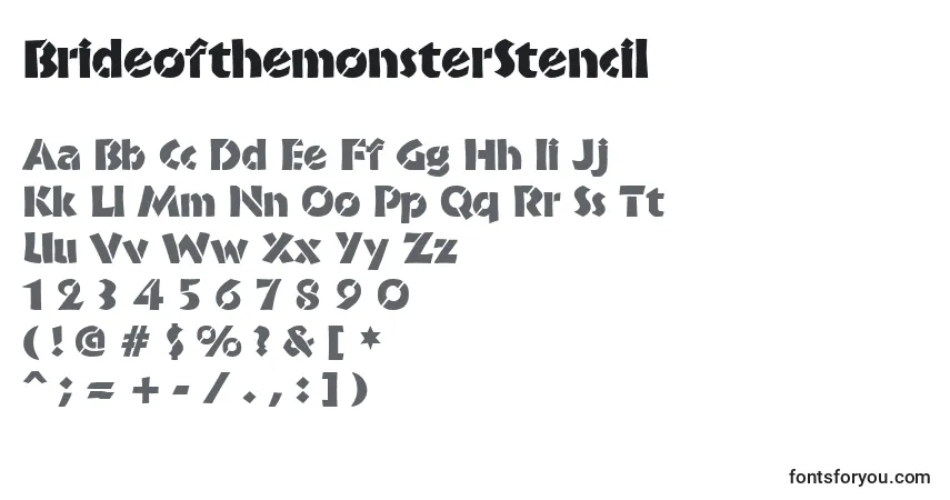 Шрифт BrideofthemonsterStencil – алфавит, цифры, специальные символы