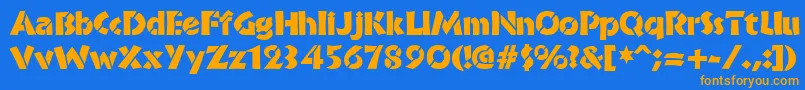 BrideofthemonsterStencil Font – Orange Fonts on Blue Background