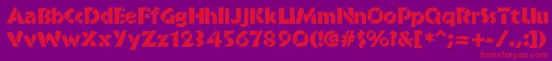 BrideofthemonsterStencil-Schriftart – Rote Schriften auf violettem Hintergrund