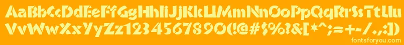 BrideofthemonsterStencil-Schriftart – Gelbe Schriften auf orangefarbenem Hintergrund