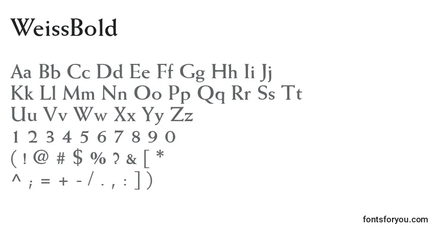 A fonte WeissBold – alfabeto, números, caracteres especiais