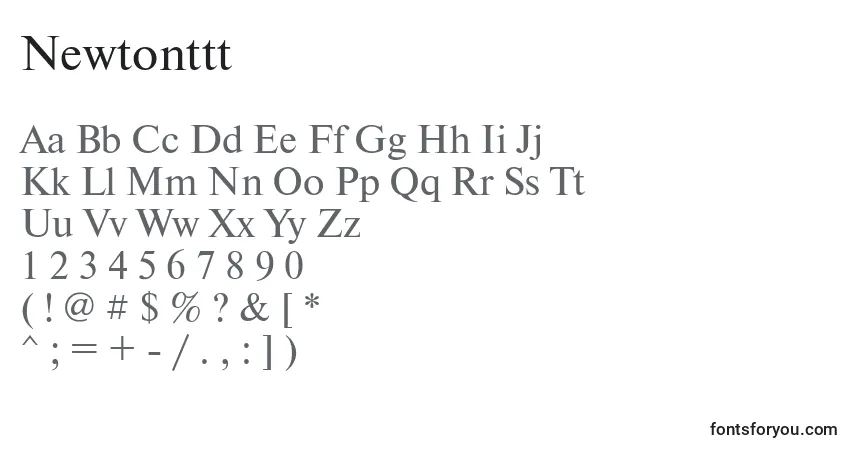 A fonte Newtonttt – alfabeto, números, caracteres especiais