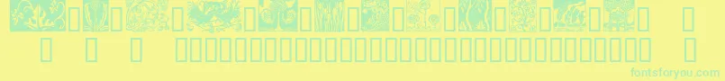 FlorissantA-Schriftart – Grüne Schriften auf gelbem Hintergrund