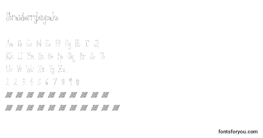 Schriftart Strawberrylongcake – Alphabet, Zahlen, spezielle Symbole
