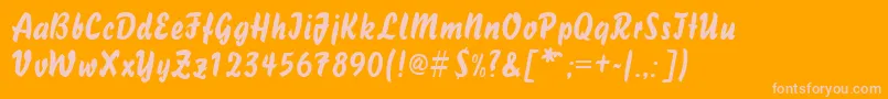 HandybrushRegular Font – Pink Fonts on Orange Background
