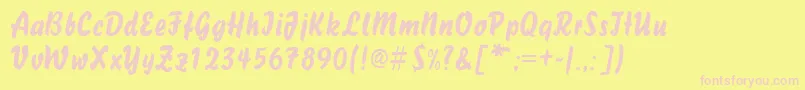 HandybrushRegular Font – Pink Fonts on Yellow Background