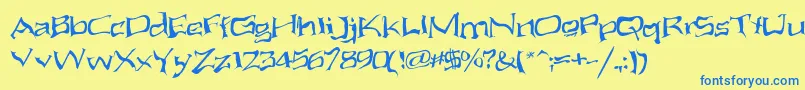 AliensAteMyMum Font – Blue Fonts on Yellow Background