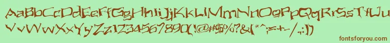 AliensAteMyMum Font – Brown Fonts on Green Background