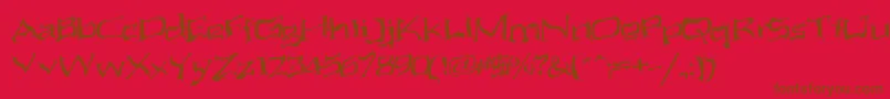 Fonte AliensAteMyMum – fontes marrons em um fundo vermelho