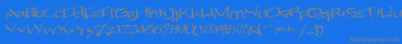 AliensAteMyMum-Schriftart – Graue Schriften auf blauem Hintergrund