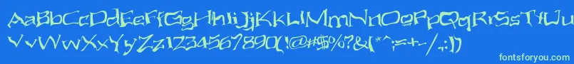 AliensAteMyMum Font – Green Fonts on Blue Background