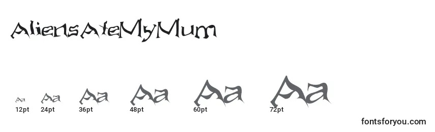 AliensAteMyMum Font Sizes