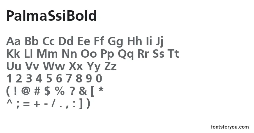 A fonte PalmaSsiBold – alfabeto, números, caracteres especiais