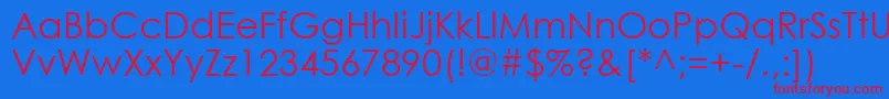 CenturyGothic-Schriftart – Rote Schriften auf blauem Hintergrund