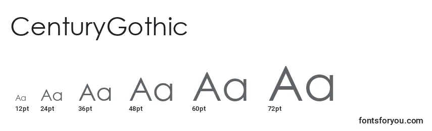 CenturyGothic Font Sizes